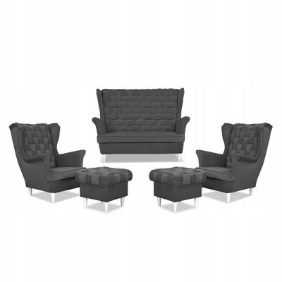 Carol Lounge Set Sofa Armchairs Pouffes Stripes Family Furniture Graphite