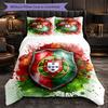 Portugal Nationalmannschaft 3-teiliges Bettwäsche-Set Weiches Bettbezug-Set mit Kissenbezügen Bedrucktes Schlafzimmer-Deko-Set für Zuhause