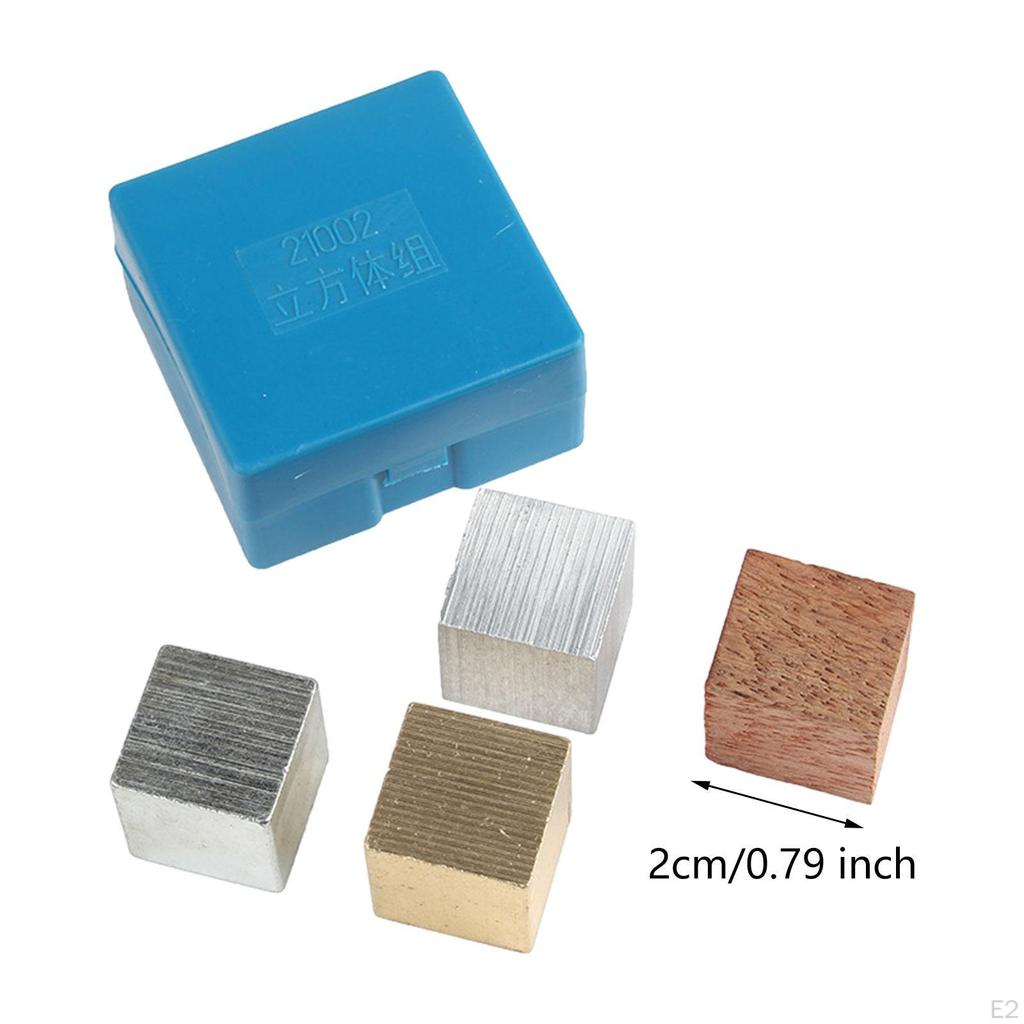 Density Cube Set Iron Wooden Copper Aluminum Cube,Educational Tool ,Collections for Lab