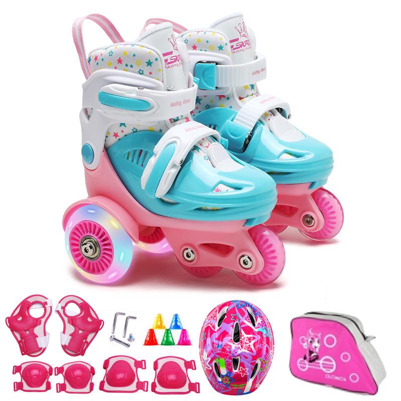 Custom Kids' Beginner Inline Roller Skates with Flashing Double Row Wheels