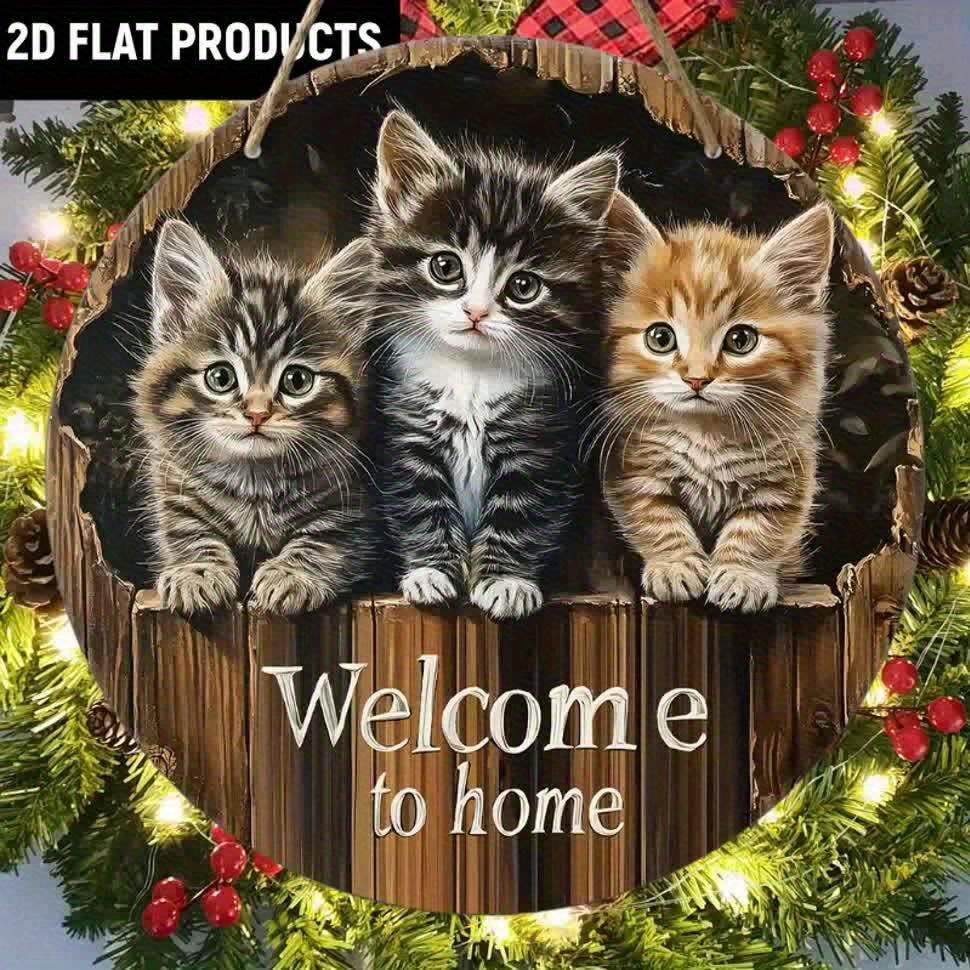 Wooden Charming 'Welcome To My Home' Cat-Themed Wooden Sign - for Door, Wall, Home, Room, Farmhouse, Street, Shop, Garage, Bar, Garden, and Coffee