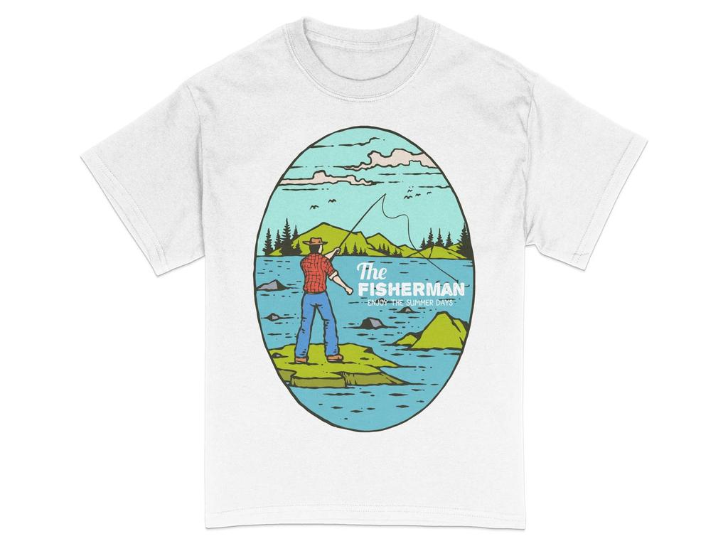 Vintage Fisherunisex Summer Days Tshirt Retro Fishing Lake Nature Outdoor Tee Unisex And Unisex Cotton Shirt Unisex Clothing