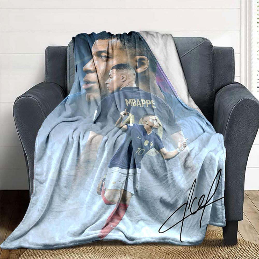 Star Player Kylian Mbappé Blanket Comfortable Great for Office Couch Bed for All Seasons Playful Design Best Holiday Gift for Friends Family