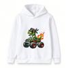 Kids Boys Girls Hoodie Cool Dinosaur T-Rex Monster Truck Print Long Sleeve Pullover Sweatshirt for Casual Daily Wear