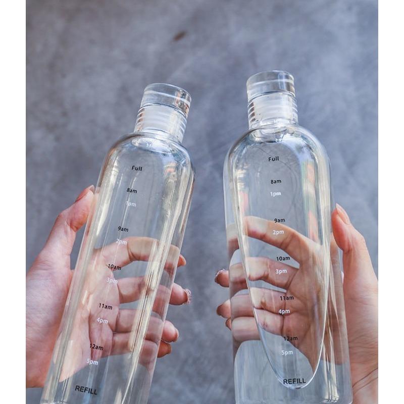 Time Scale Bottles Reusable Plastic Bottles Juice Bottles Water Bottles with Time Markers Portable Large Capacity Travel Bottles