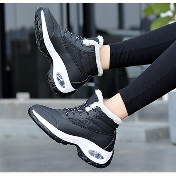 Damesko Vinter Pluss Luftpute Snøstøvler Fritid Semsket Snøring Varm Mellomhøy Bomullssko Stor Ensfarget