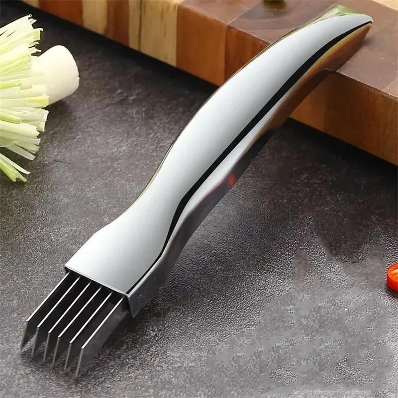 304 Stainless Steel Chopped Green Onion Knife Scallion Slicer Vegetable Shredders Slicer Curved Handle Design Kitchen Gadgets