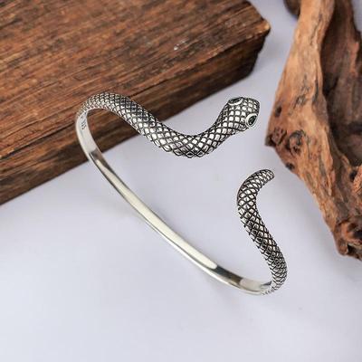 1pz Bracciali Serpente Spirituale Retro Occhi Verdi Zirconi Incastonati per Donne Coppie Nuova Moda Gioielli Semplici Regalo Accessori per Feste