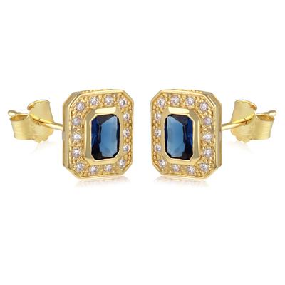 [Q7043] - Vergoldete Ohrringe 'Sissi' saphirblau golden - 9x7 mm