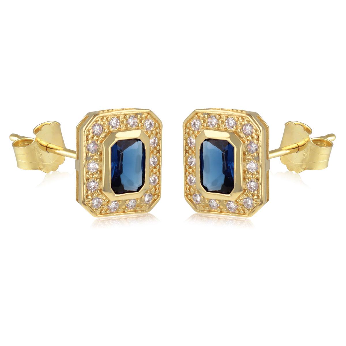 

Les Trésors De Lily [Q7043] - Позолоченные серьги Sissi золотой сапфир синий - 9x7 мм