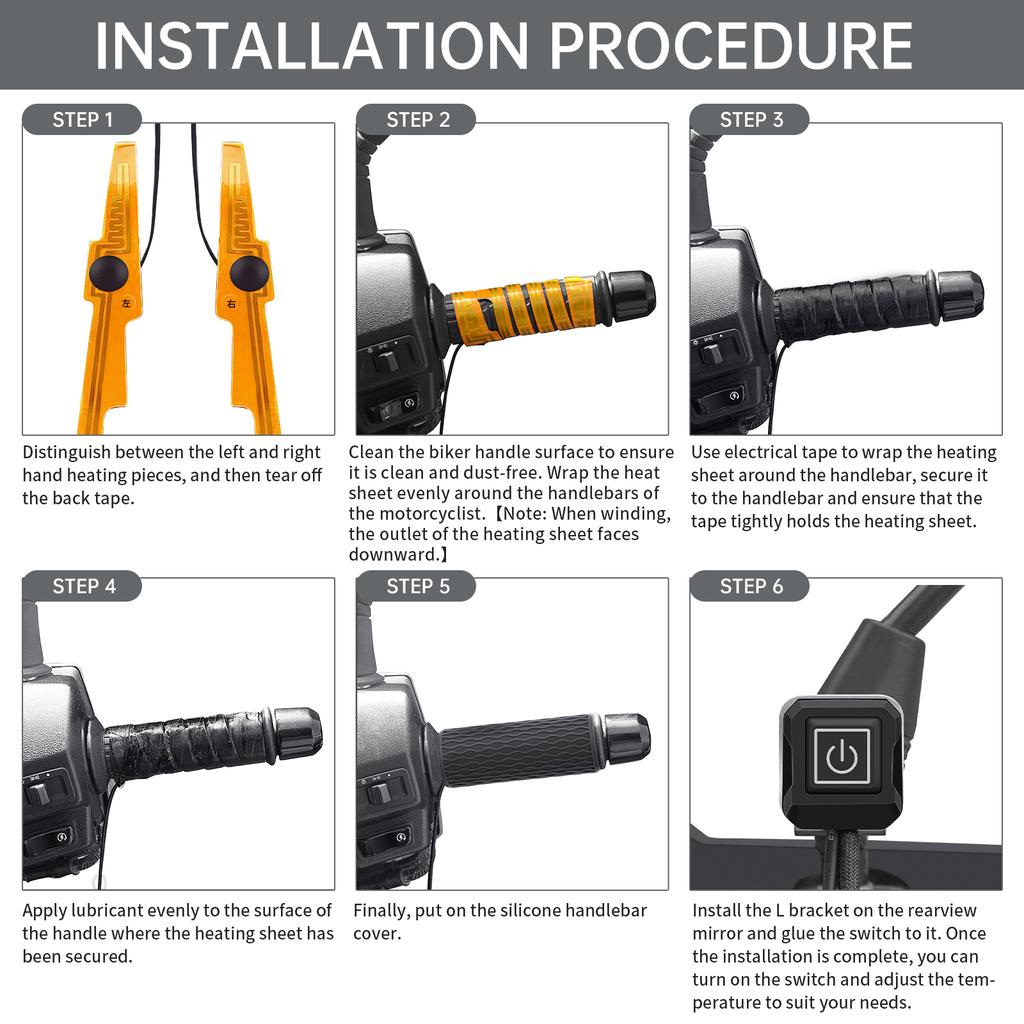 Heißwassergriff für Motorräder, Wärmer für Roller, Wasserdichter und verstellbarer Griff, Elektrischer Heizgriff