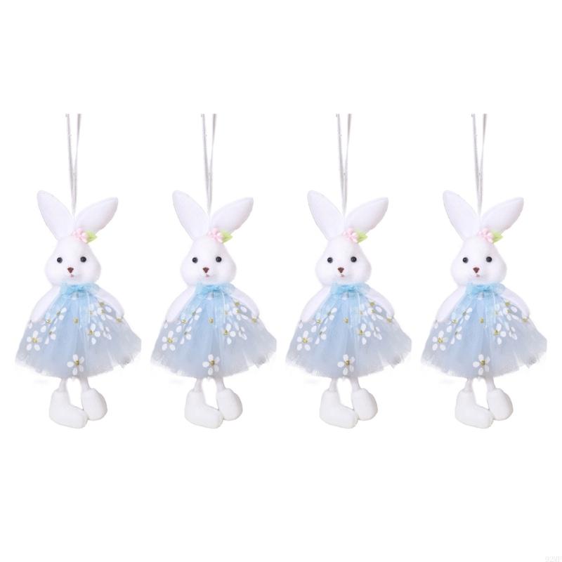 92MF 4Pcs Holiday Bunnies Ornaments Multicolor Hanging Decorations for Party