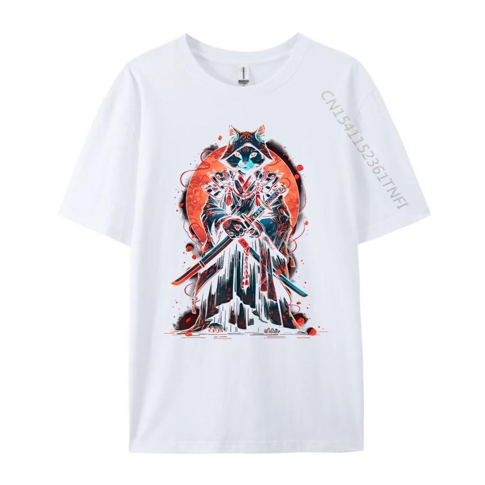 Cat Samurai Ninja Cat Samurai Art Ukiyo E Designer T Shirt Streetwear Unisex Lovers Day 3d Printed T Shirts Adult T Shirts For Men