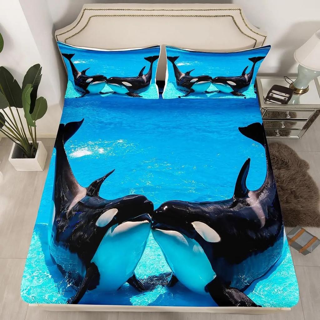 Comforter Nautical Sailing Whale Bedding Set 2-3Pcs Bedroom Set Single Double Size For Adult Boy Girl