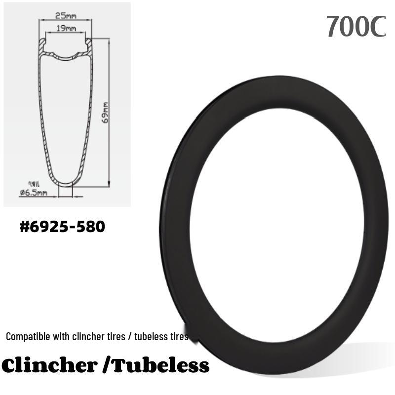 700C Ultra-Light Carbon Fiber Road Bike Wheelset with High Profile and Disc Brake Compatibility
