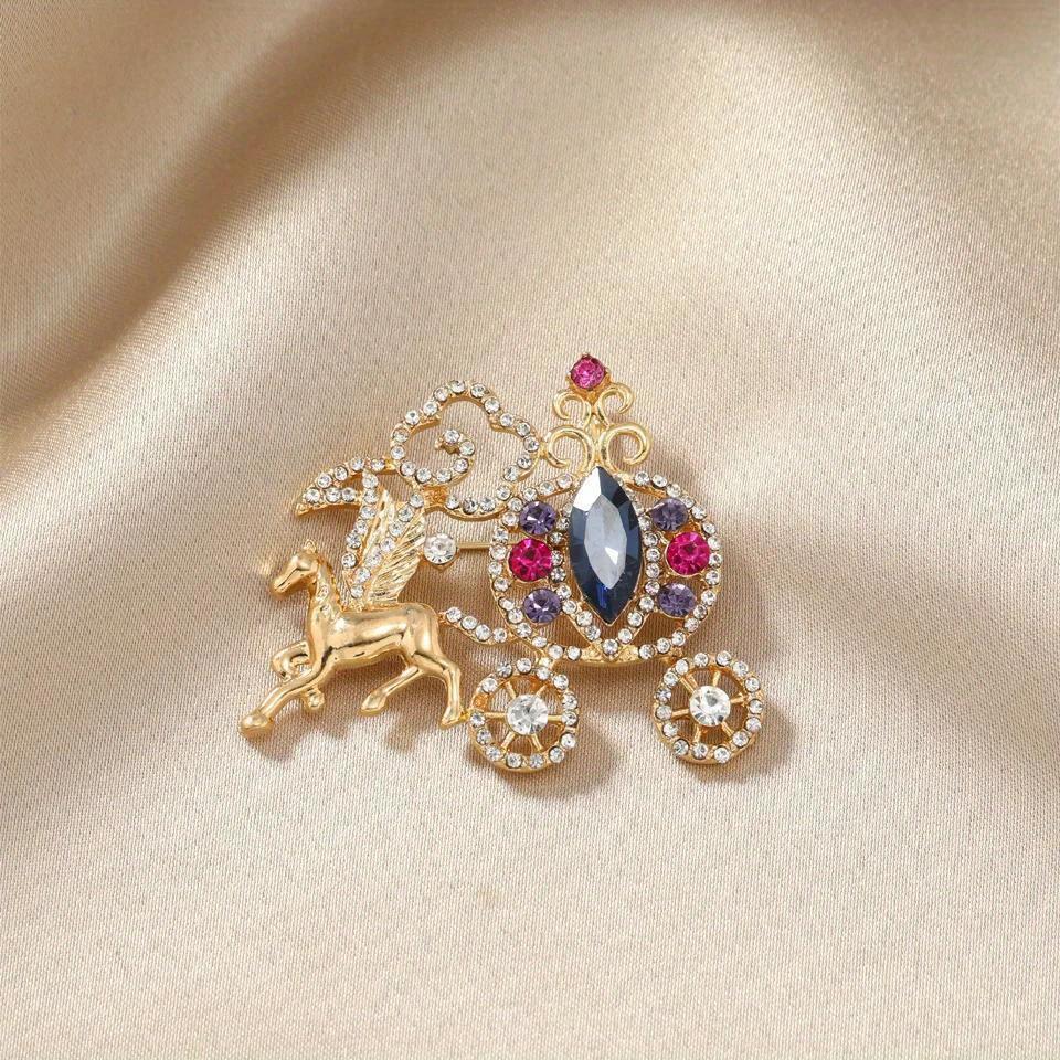 

New Creative Women Crystal Hollow Pumpkin Carriage Palace Baroque Badges Brooches Exqusitie Vintage Dress Suit Buckle Pins золотой