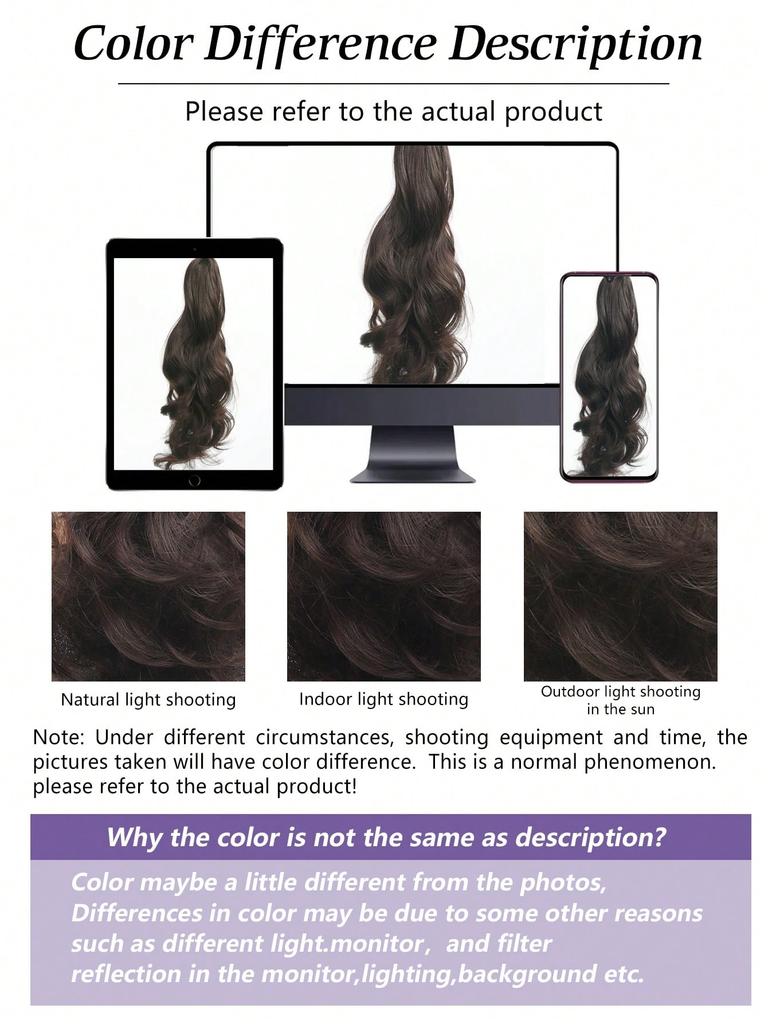 Extensie sintetică pentru coadă de cal 18 inch ondulată cu flori de pară agrafă cu gheare coadă de cal cu șnur pentru coadă de cal pentru femei utilizări zilnice