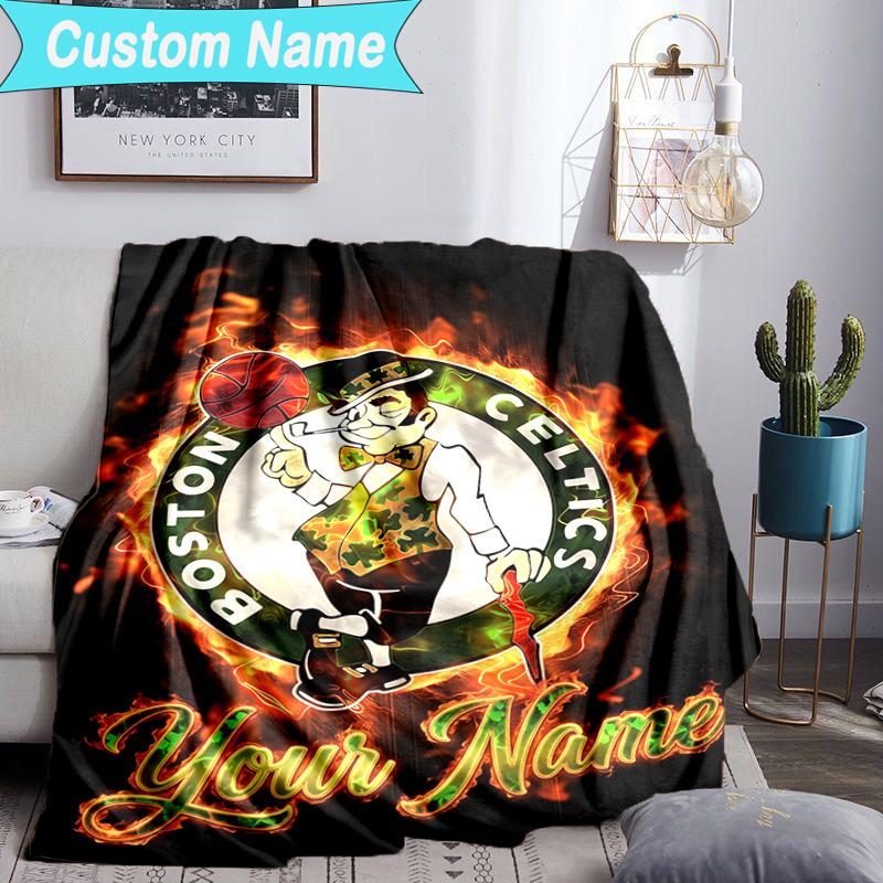 Custom Name Blanket Celtics Logo Blanket Bedding Blanket for Travel, Camping, Living Rooms, Offices, Sofas, Fan Christmas Gift
