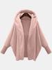 Cappotto da donna in peluche a tinta unita con cappuccio - Maniche lunghe vestibilità ampia per autunno e inverno