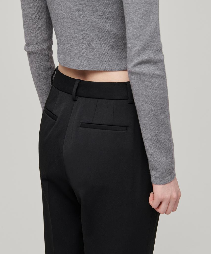MUSINSA STANDARD WOMAN Women'S Heavyweight Fleece-Lined Loose Tapered Hidden Elastic Waist Slacks [Black]