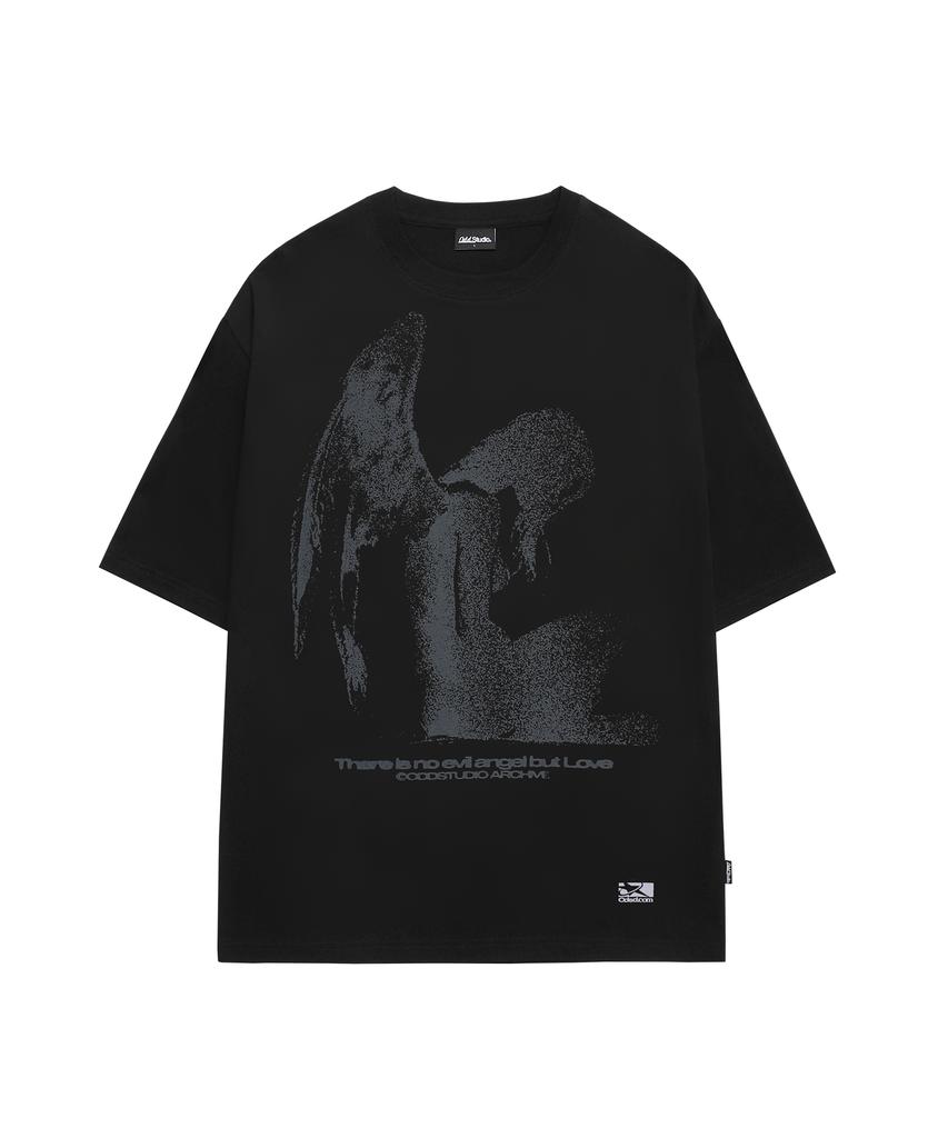 ODDSTUDIO Angelic Graphic Oversized T-Shirt - Black