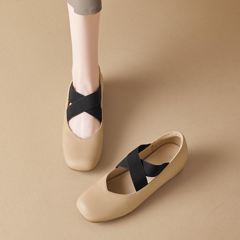 Augustine Ballet Single Shoes Women's 2025 New Summer Mary Jane Wear Flat Sandals Late Evening Wind Small Leather Shoes