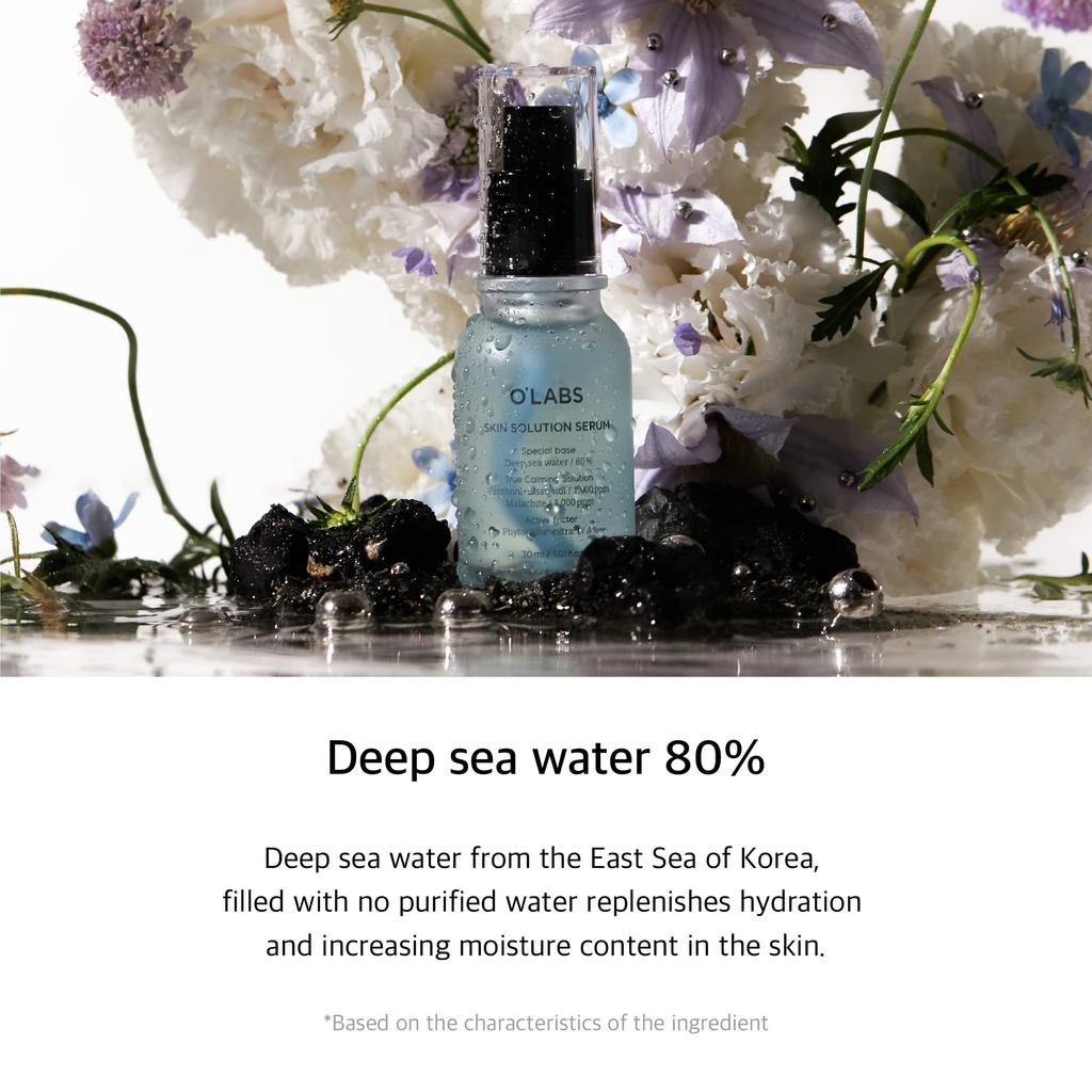 O'LABS Skin Solution Serum 30ml  1.01 Fl.oz Moisturizing & Soothing Face Serum with 80% Deep Sea Water