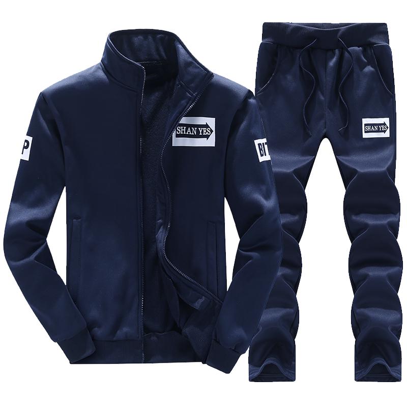 2025 Spring Autumn Men Casual Fleece Suits Men Track Suit Sweatshirt+Pants Sportswear Set Men Fashion Hooded Outerwear Suit Male