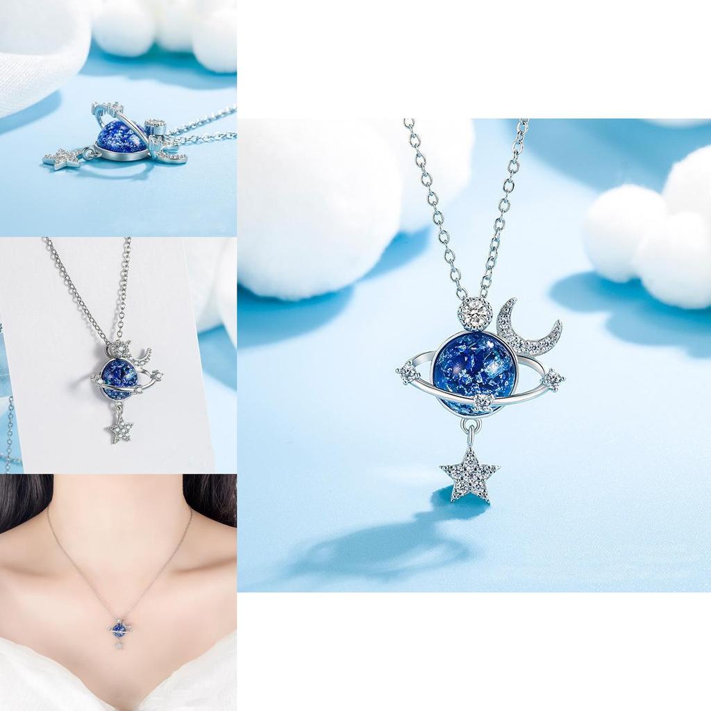 Cosmic Star Moon Necklace With Cartoon Design For Women And Men