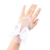1 Pair Mesh Hollow Mesh Hand Sleeves with Handmade Ribbon Bow Bride Sheer Gloves  Bridal Wear