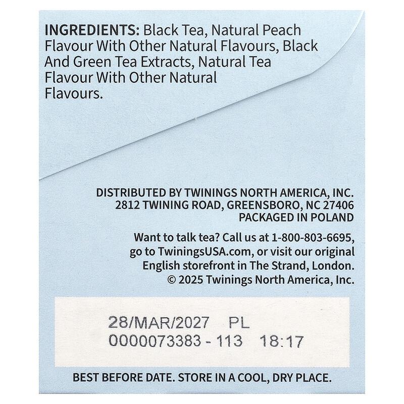 Cold Brewed Iced Tea, Black Tea, Peach, Unsweetened, 20 Tea Bags, 1.41 Oz (40 G)