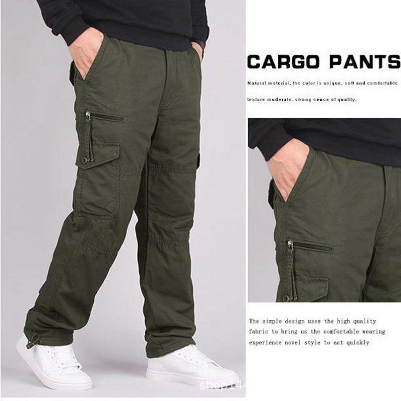 Men's Multi-pocket Cotton Cargo Pants: Spring/Autumn Loose Fit