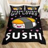 Sushi Duvet Cover Twin Japanese Cherry Blossoms Bedding Set for Girls Boys Room Decor Kawaii Sushi Japan Food Comforter Cover