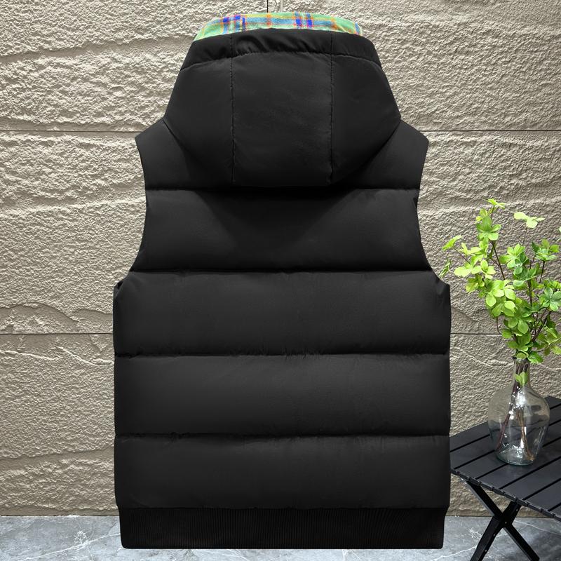 Fashion Fake Two Pieces Warm Vest for Man Winter Sleeveless Jackets Hooded Plus Size Thick Man Coat