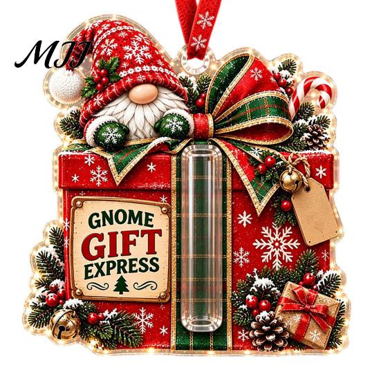 Decorative Money Hiding Ornament Gnome Christmas Cash Holder Ornament, Acrylic Hanging Pendant for Creative Gift Reveal Box Holiday Tree Decoration,