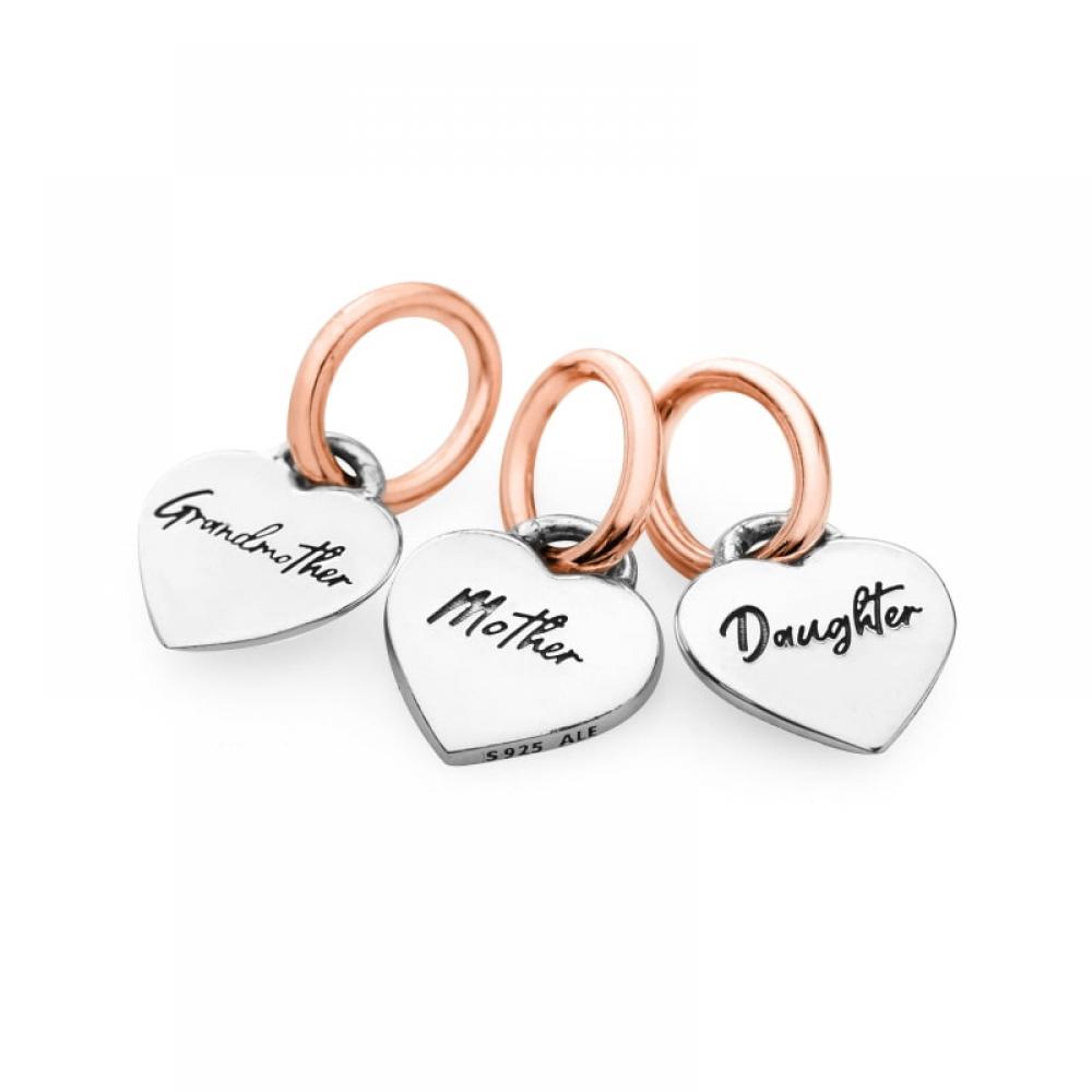 PAndora 782648c00 Spiritual Family Generation Of Triple Heart Pendant And Dangle Charm