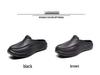 Men's Plus Size Leather Slip-On Baotou Slippers, Casual Summer Style, Size 46