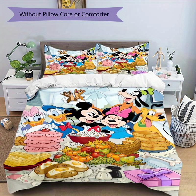 3pcs Mickey and Friends Party Quilt Cover Set - Soft and Cozy Bedroom, Guest Room and Dorm Decorative Bedding 3-Piece Set 1 Quilt Cover + 2 Pillo