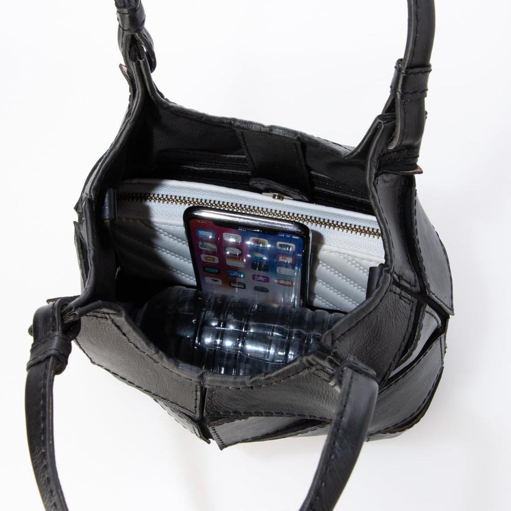 Peaks Peak Cowhide Patchwork Tote Size S Black 2-Way Bag, (Product Code 30-00-00001), Women's,