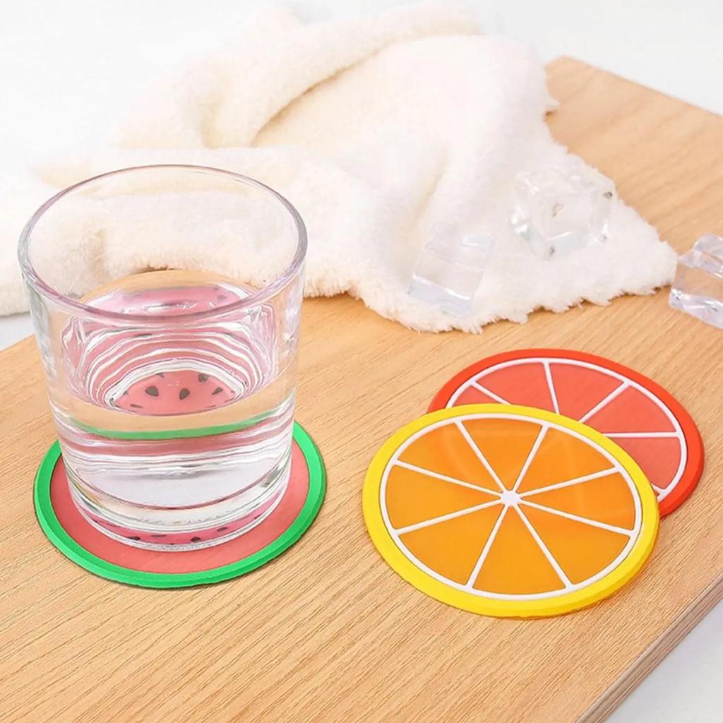 7 PCS/set Cup Mat Creative Coffee Coaster Silicone Fruit Pattern Placemat