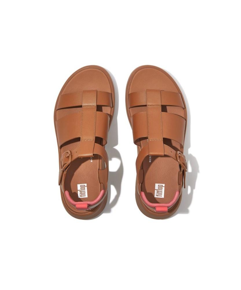 Fitflop Women'S F-Mode Leather Platform Fisherman Sandals Light Tan/Rosy Coral (Ft64K2S06A)