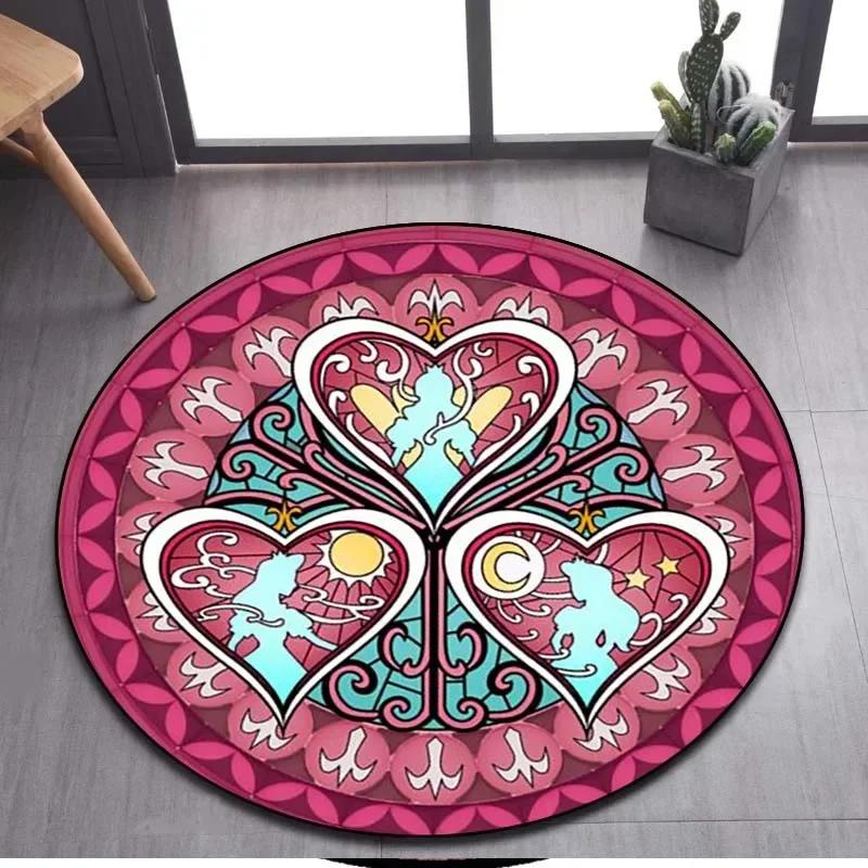 Kingdom Hearts Cartoon Pattern Area Rug Round Floor Mat Living Room Carpet Bathroom Kitchen Rug Doormat Non-slip Floor Mat