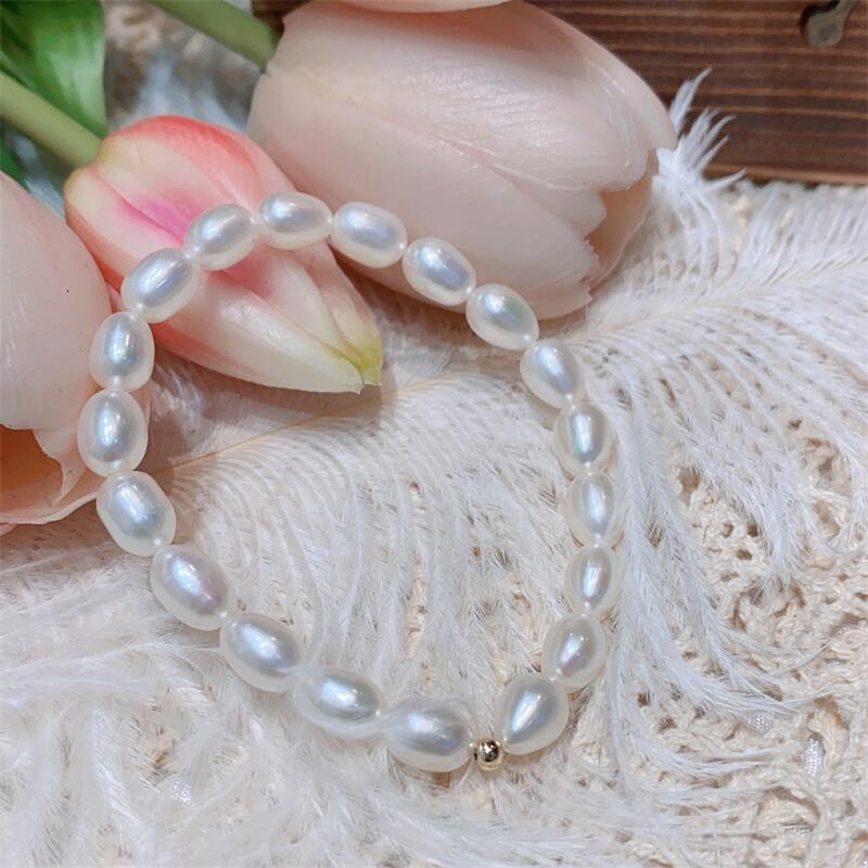 Zhuji Pearl Versatile Freshwater Pearl Bracelet with Elastic Cord, Exquisite, Simple, and Fashionable, Easy to Wear, Natural Pearl