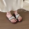 Comfort version '~ Retro woven toe slippers women's 2025 new summer wear foreign style fashion flat bottom cool slippers women