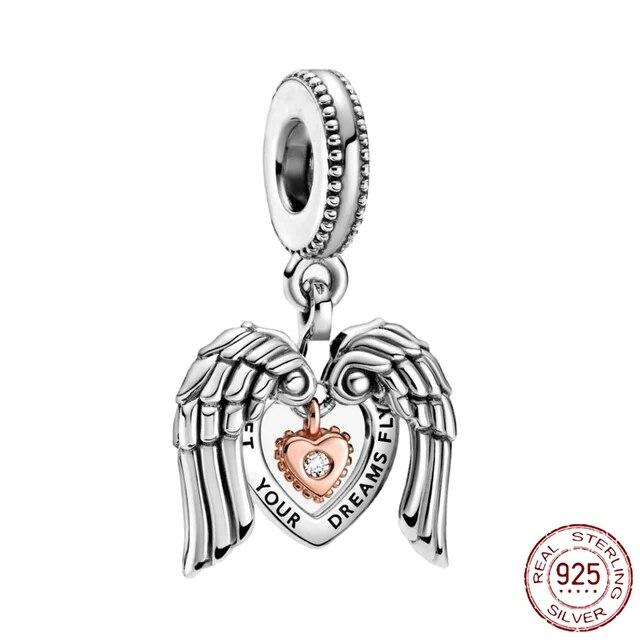 925 Sterling Sølv Hjerte & Mamma Dangle Dream Catcher Charm Fit OriginalNew Armbånd DIY Smykker For Dame Armbånd DiyBeads