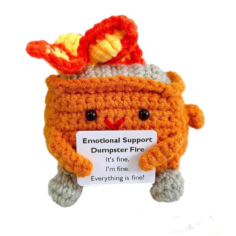 Adorable Handcrafted Crochet Emotion Support Plush Garbage Bin Decorative Figure Gift In Vibrant Colors For Modern Home Decor