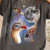 Retro Seriema Moon Shirt, Vintage Celestial Bird Tee, Aesthetic 90s Seriema Art, Wild Nature Moonlit Graphic, Cottagecore Bird Lover Gift
