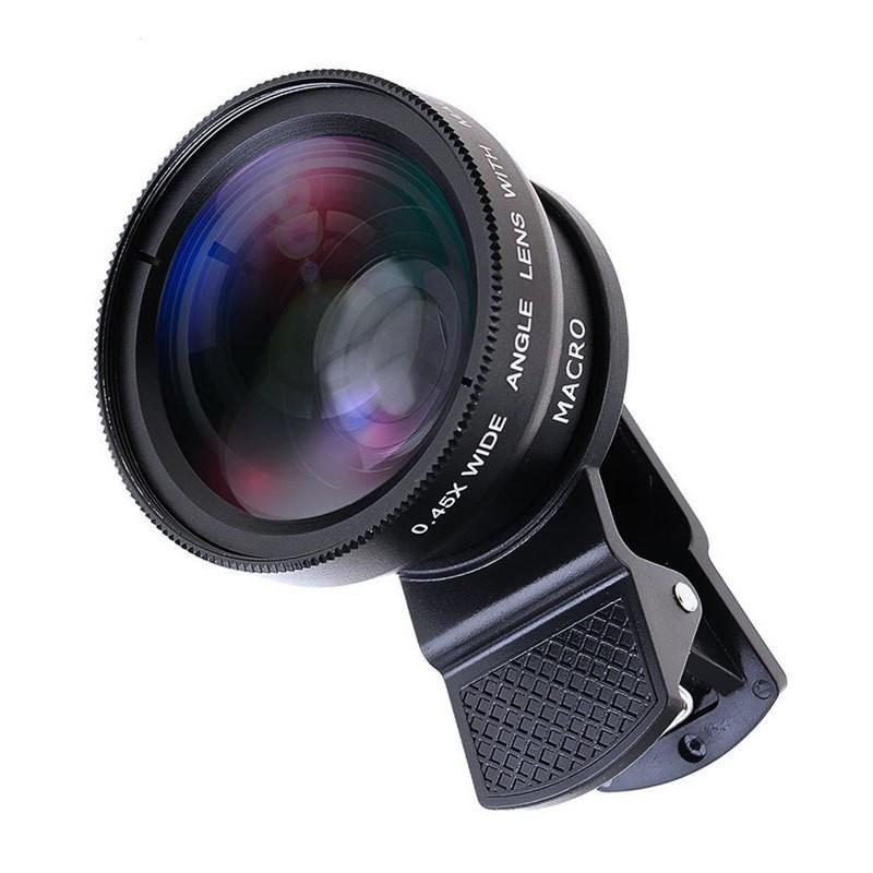 0.45X Ultra-wide-angle + Macro Lens Mobile Phone Universal Clip High Definition Wide-angle Lens SLR External Camera