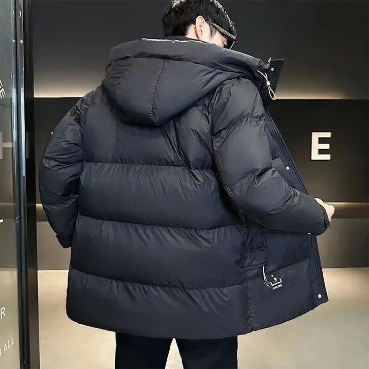 Men White Hooded Duck Down Jackets Men's Thick Warm Waterproof Parka Overcoat Down Coat