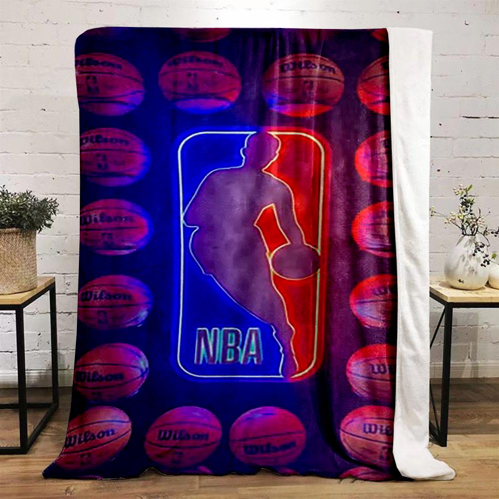 NBA Logo with Basketballs Design Flannel Blanket for bedroom, living room, sofa, and nap sofas.